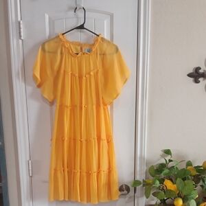 Mint Yellow Tiered Ruffled Sundress